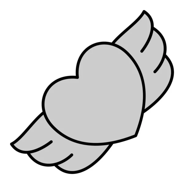 Herz Mit Engelsflügeln Symbol Abbildung Auf Weißem Hintergrund Grauer Stil — Stockfoto