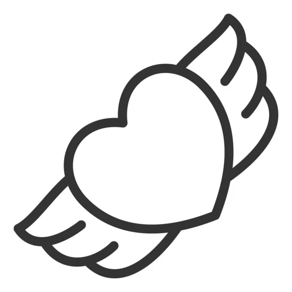 Καρδιά Φτερά Αγγέλου Εικόνα Απεικόνιση Λευκό Φόντο Περίγραμμα Στυλ — Φωτογραφία Αρχείου