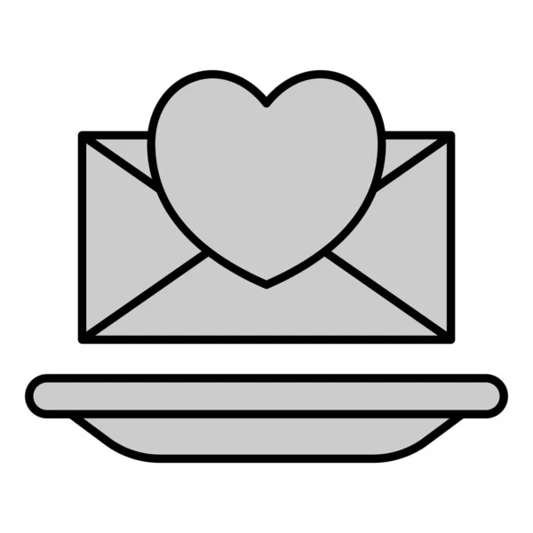 List Miłosny Koperta Serce Tacy Ikona Ilustracja Białym Tle Szary — Zdjęcie stockowe