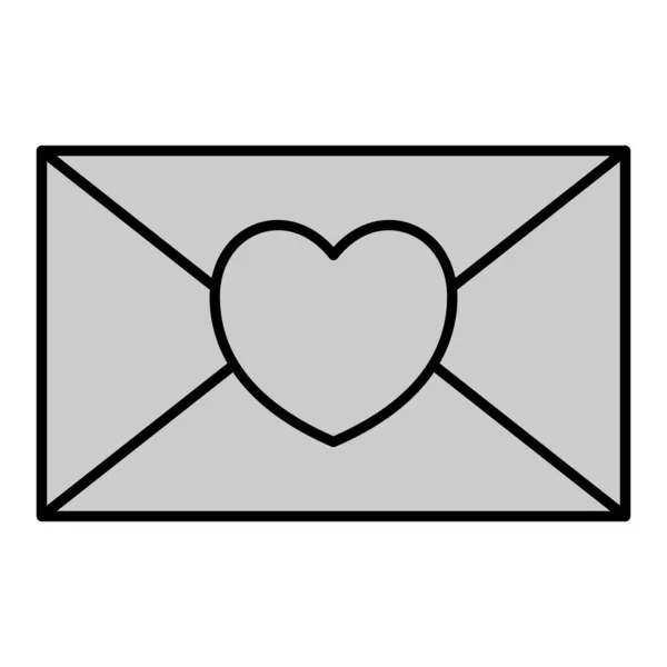 Sealed Envelope Heart Icon Illustration White Background Grey Style — Stock Photo, Image