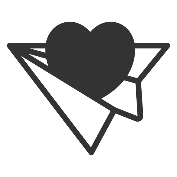 Сердце Летает Бумажном Самолете Икона Иллюстрация Белом Фоне Стиль Глифа — стоковое фото
