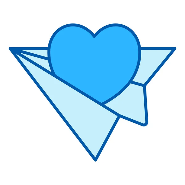 Heart Flies Paper Plane Icon Illustration White Background Color Style — Stock Photo, Image