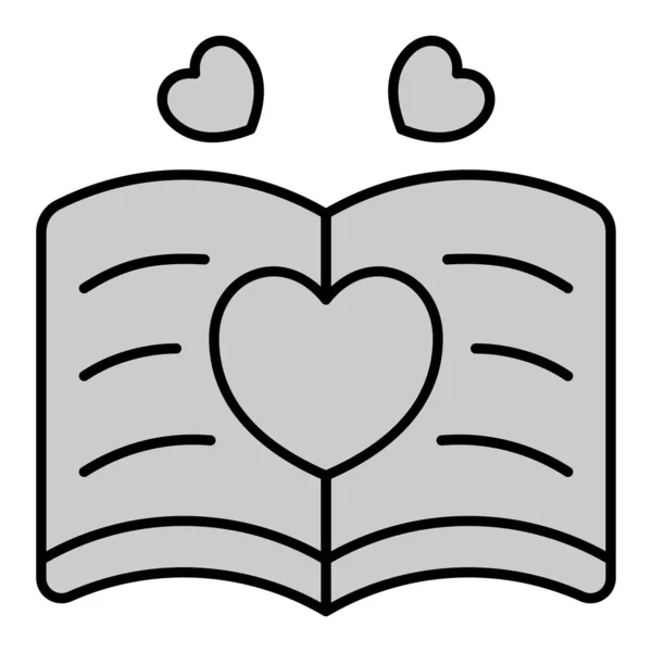 Open Book Love Story Icon Illustration White Background Gray Style — 스톡 사진
