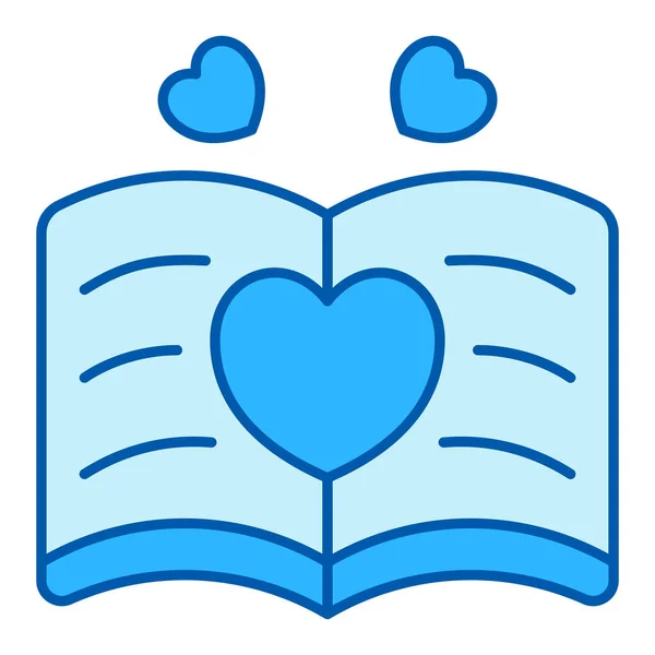 Open book with love story - icon, illustration on white background, color style