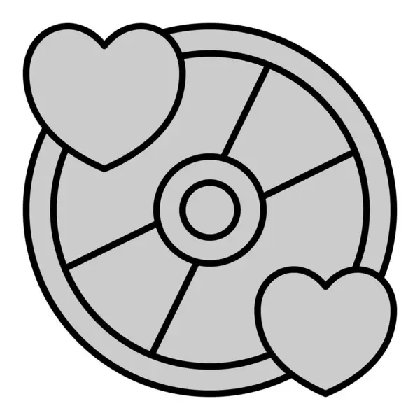 Cd图标上的爱情旋律 白色背景上的插图 灰色风格 — 图库照片