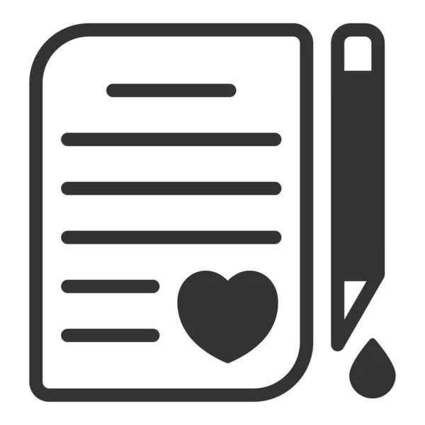 Love Letter Inkt Drop Pen Icoon Illustratie Witte Achtergrond Glyph — Stockfoto