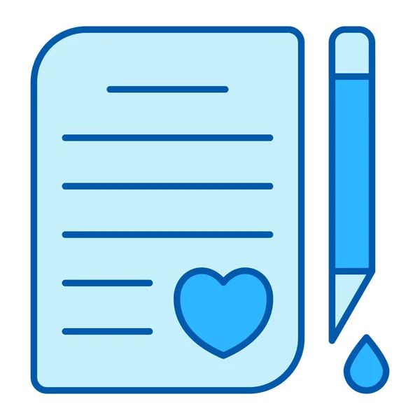 Love letter and ink drop pen - icon, illustration on white background, color style