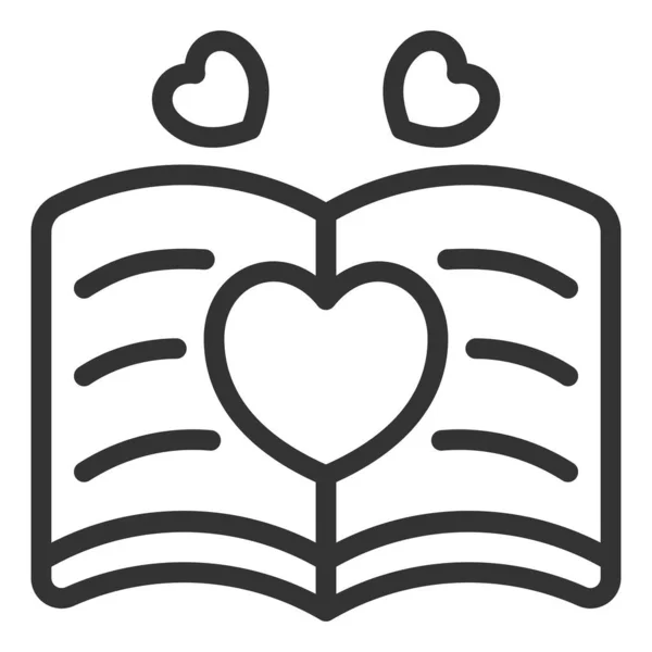 Aşk Hikayeli Açık Bir Kitap Simge Beyaz Arkaplan Üzerindeki Illüstrasyon — Stok Vektör