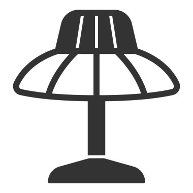 Abajur, masa lambası - simge, beyaz arkaplanda illüstrasyon, kabartma tarzı