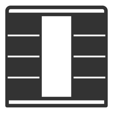 Üç kapılı gardırop - simge, beyaz arkaplanda illüstrasyon, kabartma tarzı