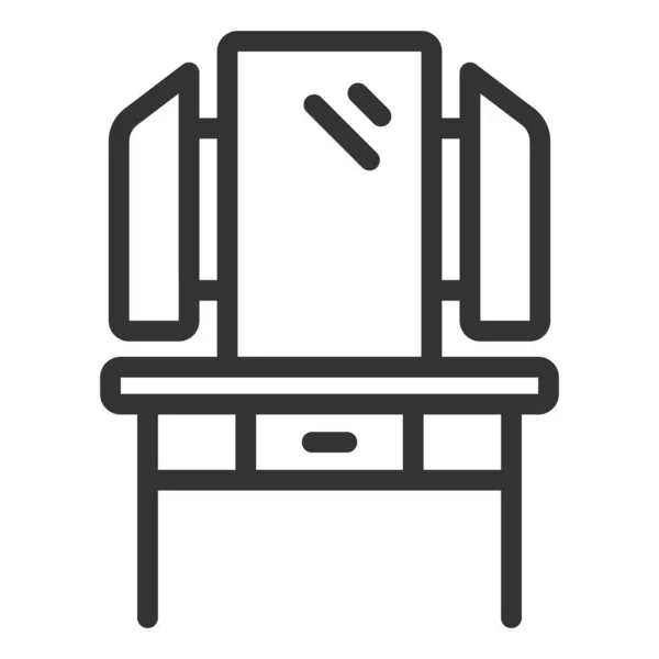 Туалетний Столик Трьома Дзеркалами Іконка Ілюстрація Білому Тлі Контурний Стиль — стокове фото