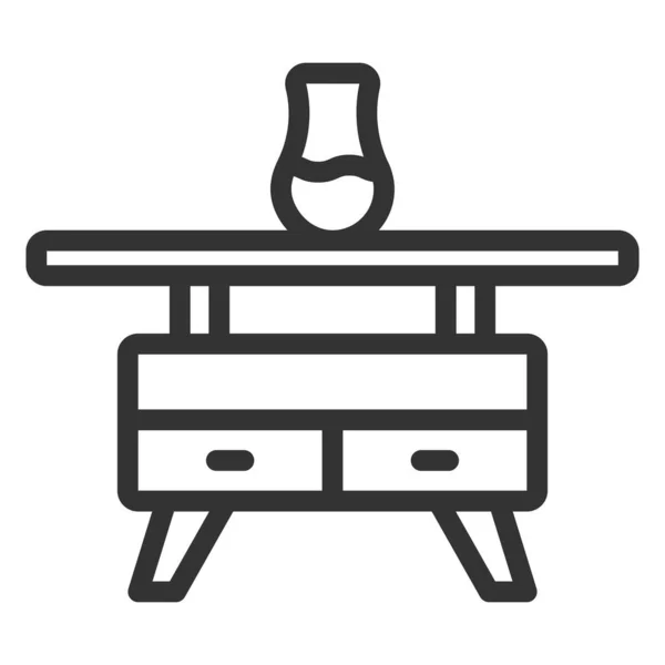 Salontafel Met Vaas Icoon Illustratie Witte Achtergrond Outline Style — Stockvector
