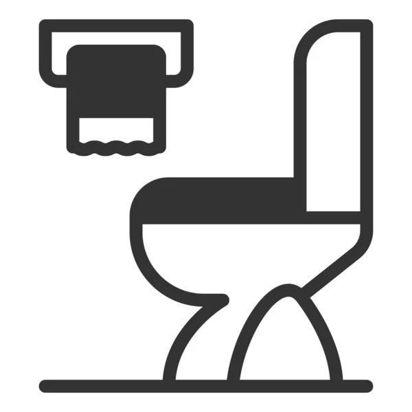 Toalettskål Med Lock Och Toalettpapper Ikon Illustration Vit Bakgrund Glyf — Stock vektor