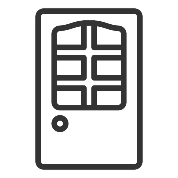 Vnitřní Dveře Ikona Ilustrace Bílém Pozadí Obrysový Styl — Stockový vektor