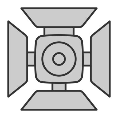 Sahne ışıkları - simge, beyaz arkaplan, gri stil