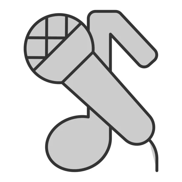 Mikrofon Und Noten Symbol Abbildung Auf Weißem Hintergrund Grauer Stil — Stockfoto