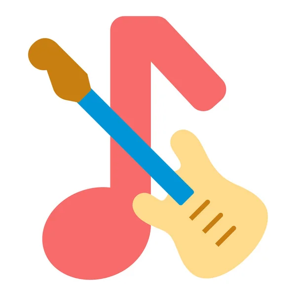 Electric Guitar Musical Note Icon Illustration White Background Flat Color — Stock Photo, Image