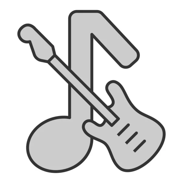 Gitarre Und Musikalische Note Ikone Abbildung Auf Weißem Hintergrund Grauer — Stockfoto