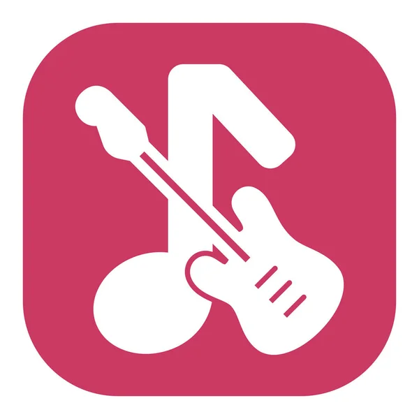 Gitarre Und Musikalische Note Ikone Illustration Auf Weißem Hintergrund Farbglyphen — Stockfoto