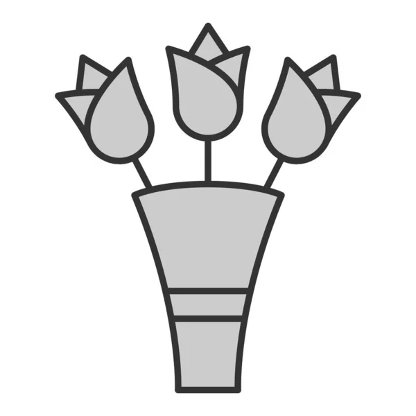 Drei Rosen Einem Strauß Symbol Abbildung Auf Weißem Hintergrund Grauer — Stockfoto