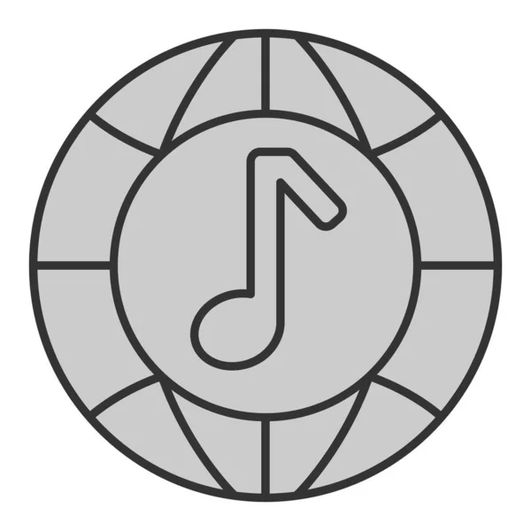 Музыкальная Нота Фоне Земного Шара Икона Иллюстрация Белом Фоне Серый — стоковое фото
