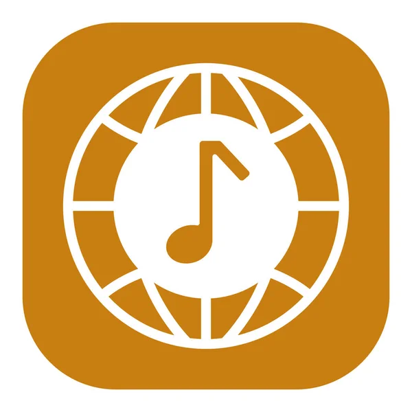 Musical note on the background of the globe - icon, illustration on white background, color glyph style