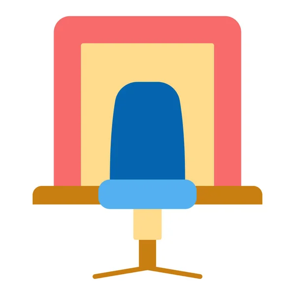 Table, chair and mirror in dressing room - icon, illustration on white background, flat color style