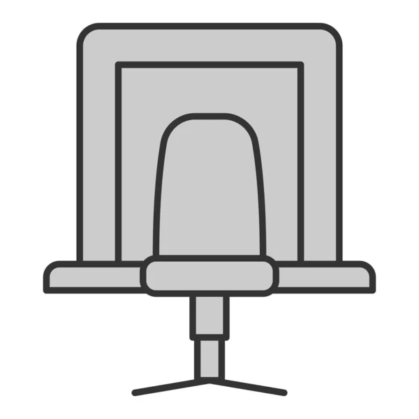 Table, chair and mirror in dressing room - icon, illustration on white background, grey style