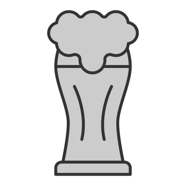 Склянка Пива Піною Ікона Ілюстрація Білому Тлі Сірий Стиль — стокове фото