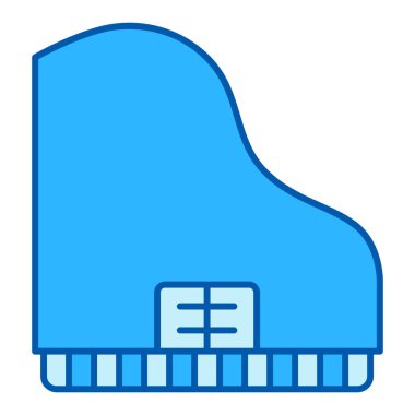 Piyano ve müzikal gösterim, üst görünüm - simge, beyaz arkaplan üzerinde illüstrasyon, benzer biçim