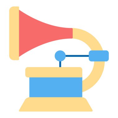 Gramofon kayıtları için gramofon - simge, beyaz arkaplan üzerindeki illüstrasyon, düz renk tarzı