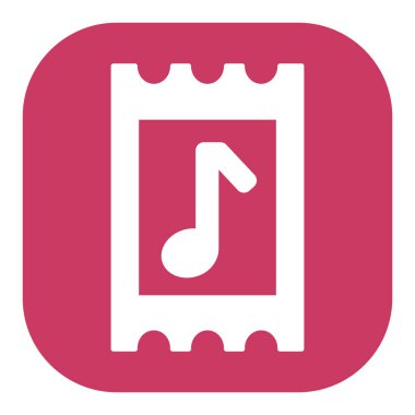 Not resmi olan yırtık bir bilet - simge, beyaz arkaplan üzerindeki illüstrasyon, renk kabartması