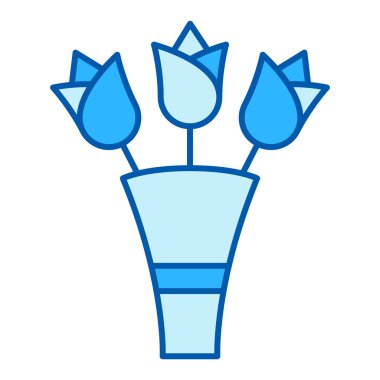 Bir bukette üç gül - ikon, beyaz arkaplanda illüstrasyon, benzer tarz