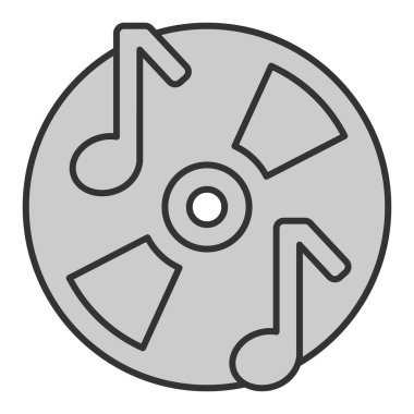 CD ve müzik notaları - simge, beyaz arkaplan üzerindeki illüstrasyon, gri biçim