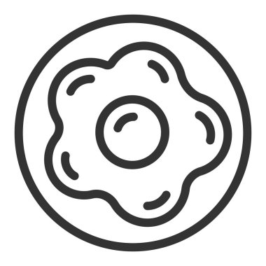 Tabakta sahanda yumurta - simge, beyaz arkaplanda illüstrasyon, taslak tarzı