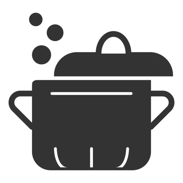 Pot Open Lid Boiling Water Icon Illustration White Background Glyph — Stock Photo, Image