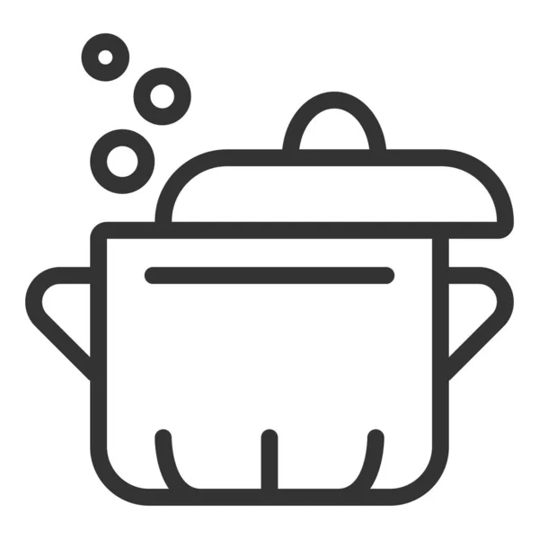 Pot Open Lid Boiling Water Icon Illustration White Background Outline — Stock Photo, Image