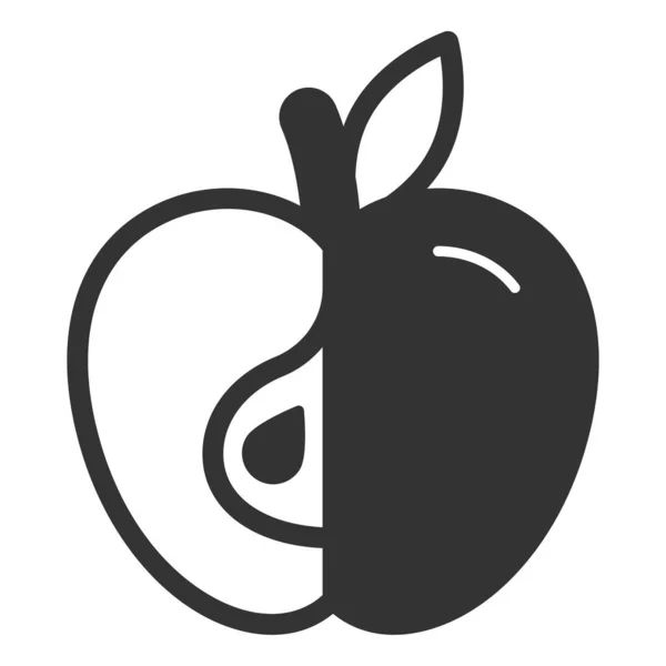 Яблуко Ціле Вирізане Іконка Ілюстрація Білому Тлі Стиль Гліфів — стокове фото