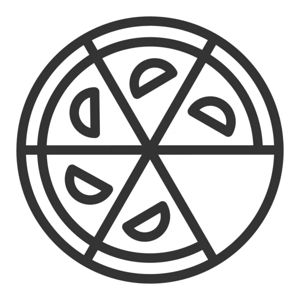 盘子图标上的比萨 白色背景上的插图 轮廓风格 — 图库照片
