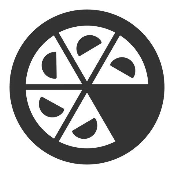 トレイ上のピザ アイコン 白い背景のイラスト グリフスタイル — ストック写真
