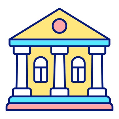 Okul binası, sütunlu üniversite - simge, beyaz arkaplan resmi, renk biçimi