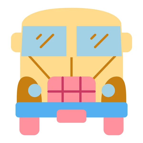 School Bus Front View Icon Illustration White Background Flat Color — Stock Photo, Image