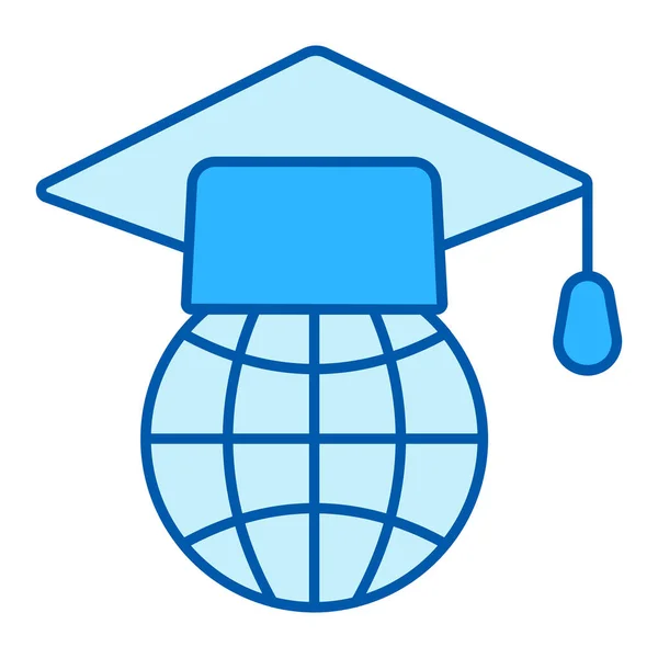Akademische Mütze Auf Dem Globus Symbol Abbildung Auf Weißem Hintergrund — Stockfoto