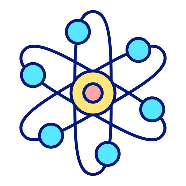 Structural model of the atom - icon, illustration on white background, color style