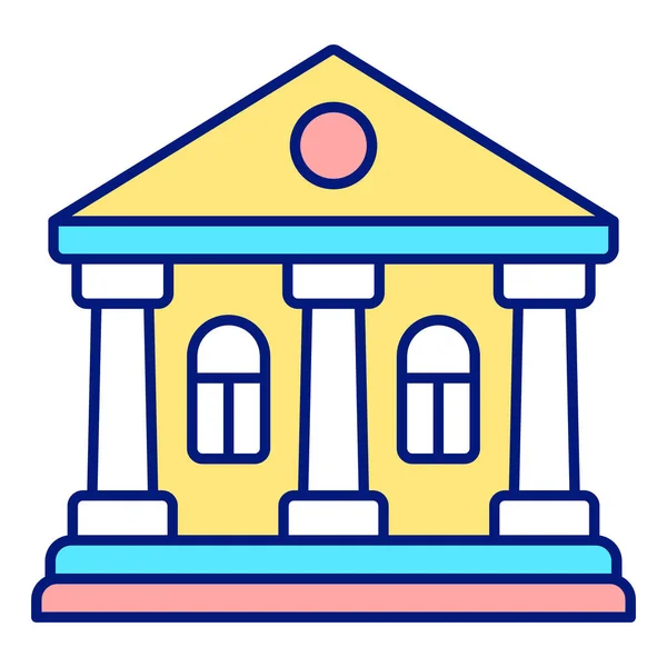 Schulgebäude Universität Mit Säulen Symbol Illustration Auf Weißem Hintergrund Farbstil — Stockfoto