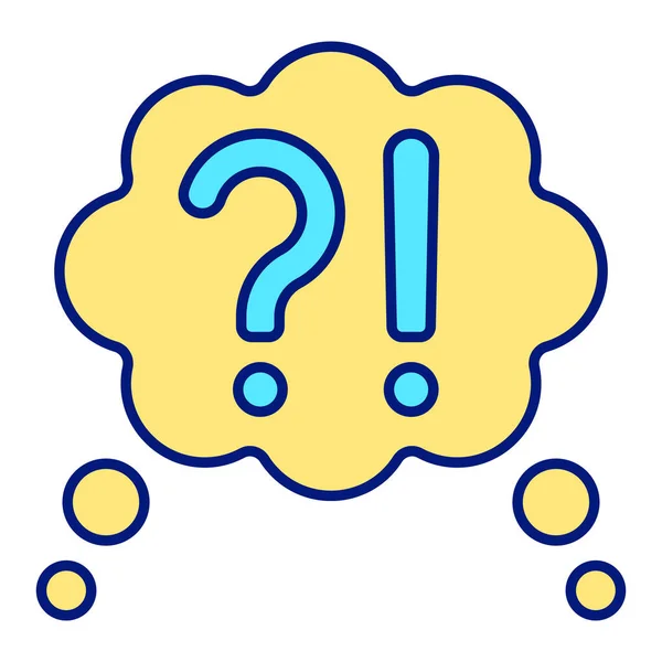 Question and exclamation marks in thought - icon, illustration on white background, color style