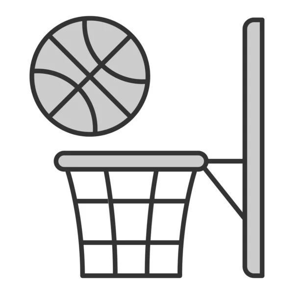 Баскетбол Летить Кошик Іконка Ілюстрація Білому Тлі Сірий Стиль — стокове фото