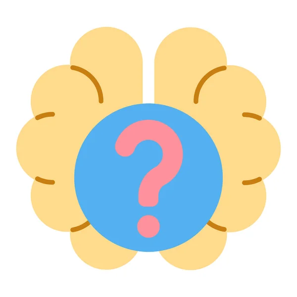 Question Reflections Brain Icon Illustration White Background Flat Color Style — Stock Photo, Image