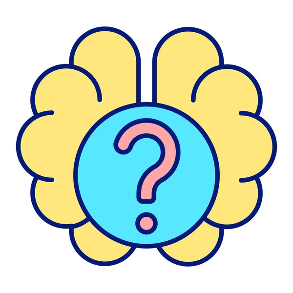 Question Reflections Brain Icon Illustration White Background Color Style — Stock Photo, Image