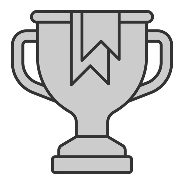 Winner cup with ribbon - icon, illustration on white background, grey style
